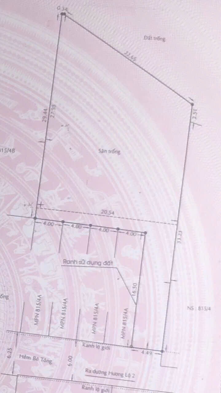 Bán Đất Hương lộ 2 23x25