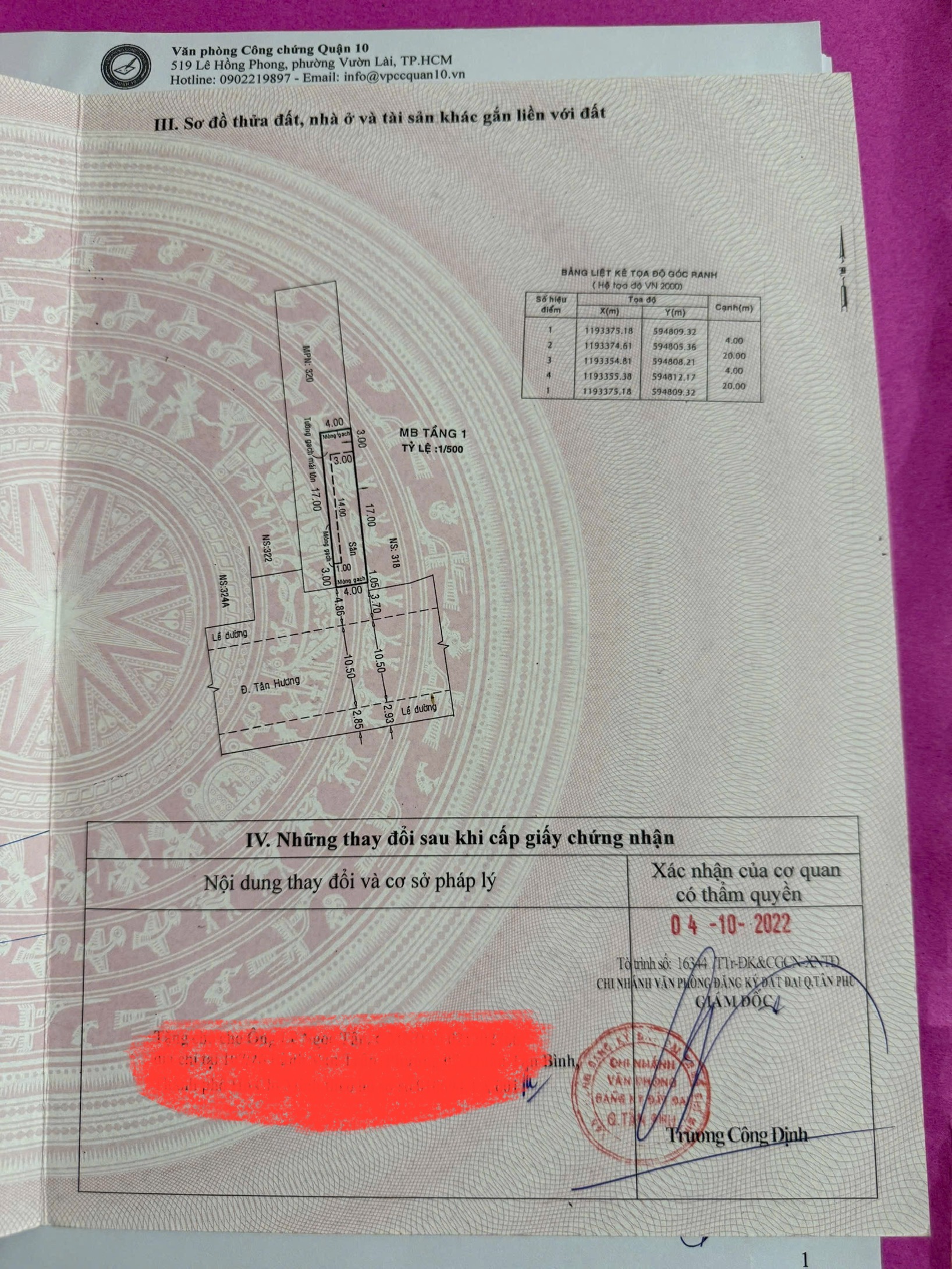 Bán Nhà mặt tiền Tân Hương 4x20  Nhà nát đất trống 